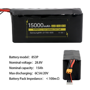 6S3P 6S2P <span class=keywords><strong>8S3P</strong></span> 10000mAh 15000mAh INR21700-50S 드론 리튬 이온 배터리 팩 파워 셀 - Product Image 5