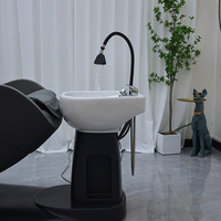 Fauteuil Lit Lave-Tête Électrique Inclinable de Luxe, Moderne et Vintage, pour Massage Spa Beauté et Thérapie Crânienne Thaïlandaise en Salon de Coiffure