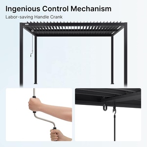 Pergola à lames orientables manuelle moderne 10'x13' en aluminium massif pour terrasse, jardin, plage, avec toit rigide réglable - Product Image 2