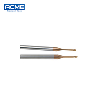 Fraise à micro-embout en carbure de tungstène HRC60, diamètre mini 1,5 mm, pour métal, 2 dents, rayon d'angle, L1=12