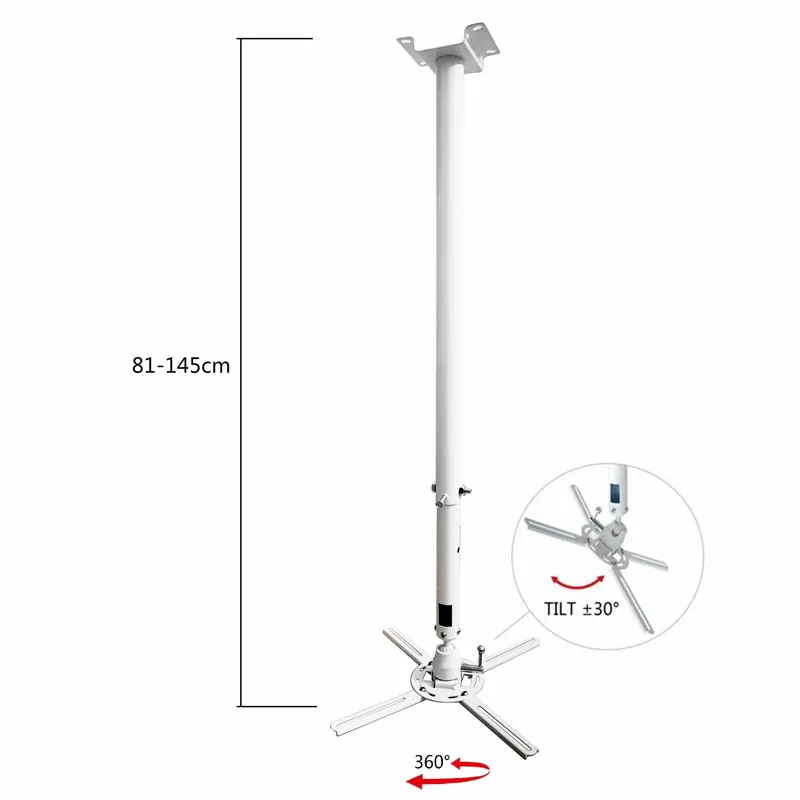 Soporte de techo ajustable para proyector, tubo Circular de 1,5 metros, inclinable y giratorio de 360 grados