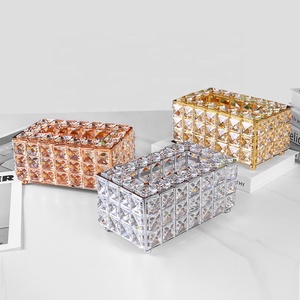 Doku kutuları depolama Nordic tutucular altın kristal Metal Modern ev dekoratif akrilik lüks kağıt kapak deri doku kutuları - Product Image 6