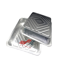 Emballage alimentaire plats jetables en feuille d'étain poêle à griller restauration plateau de récipient en Aluminium avec couvercle en plastique