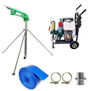 Farm irrigation system diesel pump full set water rain gun sprinkler stand with taupalin pipe for agriculture irrigation