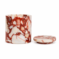 Pot de rangement en marbre naturel WeiVibe avec couvercle, veinage prononcé, fourniture en marque privée pour la décoration de vanités et d'hôtels