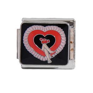 สร้อยข้อมือสแตนเลสสตีลแบบยืดหยุ่นสไตล์อิตาลี รุ่น Black Series สำหรับทุกเพศ พร้อมจี้รูปหัวใจแบบฝังขอบ  เหมาะเป็นของขวัญ - Product Image 3