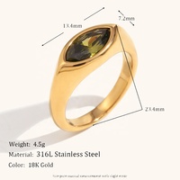 Dingran Haute Qualité Étanche Plaqué Or PVD Bagues Chevalière Zircon Œil de Cheval Hypoallergénique Bijoux en Acier Inoxydable
