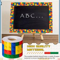 Bordure de tableau d'affichage en blocs de construction recyclables et enduits, décoration colorée adhésive pour salles de classe et maternelles, tableau noir
