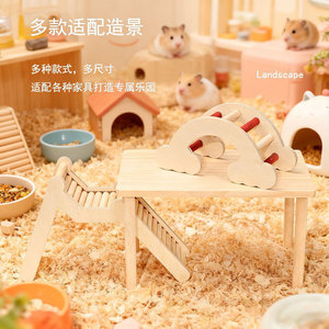 Plataforma de madera para hámster con escalera y escondite para mascotas pequeñas, uso en interiores. - Product Image 2