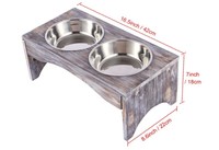 Support à bols en bois de pin personnalisé avec 2 bols et supports pour chiens/chats