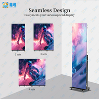 GOB P1.95 P2.5 P3.91 Layar Poster LED Digital Lipat Portabel Indoor & Outdoor Totem Stand untuk Toko