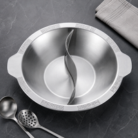 Panci Panas Bulat Stainless Steel FLEY 42-47cm dengan Pinggiran Dekoratif Lebar untuk Chafing Dish, Pemanas Prasmanan, Katering, dan Makan Keluarga