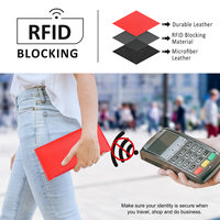 Dompet Wanita Kulit Imitasi Panjang Tipis Berlapis Nilon, Anti RFID, Tempat Kartu Kredit, Lipat Dua, Kompak, Datar, Kancing, Multifungsi
