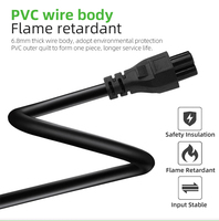 Câble d'alimentation pour ordinateur portable AC avec 3 prises, fiche C14 à 3 broches, matériau PVC/RUBBY, UE 220V, appareil électroménager, conducteur 100% cuivre, cordon d'alimentation