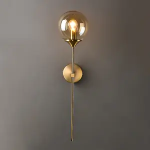 현대 유리제 침실 벽 램프 북유럽 금 색깔 벽 램프