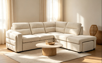 Canapé d'angle convertible moderne en U, deux places, avec chaise longue, design européen, pour salon