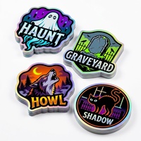 Autocollants découpés sur mesure, style gothique sombre et horrifique, en vinyle holographique, imperméables, pour Halloween et carnaval, pour ordinateur portable et bouteille d'eau