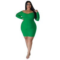 Nouvel arrivage de vêtements pour femmes de grande taille Robes décontractées pour dames Robe enveloppante pour femmes avec coutures sur la poitrine et manches en maille pour discothèque