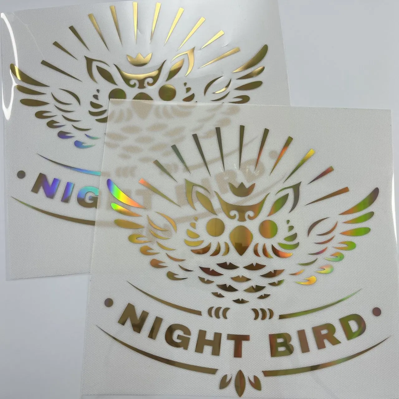 Customized design printing hologram vinyl iron on sticker heat transfers logo dtf transfers designs ready to press for t shirts