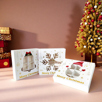 Auf Lager: Neue Weihnachtsgeschenkbox, 16-fach unterteilte quadratische weiße Kartonbox mit Fenster für Pralinen, Kuchen und Backwaren