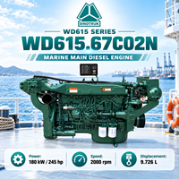 Moteur diesel marin principal SINOTRUK WD615.67C02N 180 kW 245 CV 2000 tr/min 6 cylindres refroidi par eau pour bateau de pêche commercial