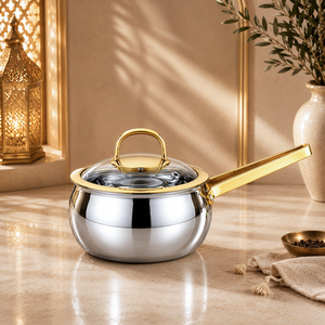 Gold Luxury 304 Stainless Steel Cookwareware Set, Three-layer Steel Design with Glass Lid and <strong>Non</strong> <strong>Stick</strong> <strong>Pot</strong> - Product Image 4