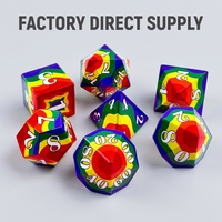 Dadu Polihedral Kustom Pabrik MOQ Rendah 28g 7pcs Ukuran Standar Penuh Resin Tepi Tajam Aksesoris Permainan Meja DND RPG