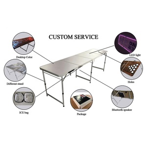 Personalizado 8 pies de largo de aluminio plegable diseño moderno portátil muebles de exterior fácil de llevar para juegos de fiesta cerveza Pong mesa de juego - Product Image 2