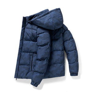 Manteau pour homme rembourré en coton avec logo personnalisé en automne et en hiver 2025 nouvelle tendance d'explosion camouflage d'outillage en duvet court et épais - Product Image 1