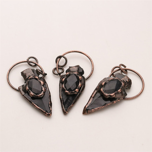 Tự Nhiên Màu Đen Agate Đá Mũi Tên Hình Dạng Mặt Dây Chuyền, Màu Đen Agate Cho Nam Giới Và Phụ Nữ Đồ Trang Sức Tìm Kiếm - Product Image 5