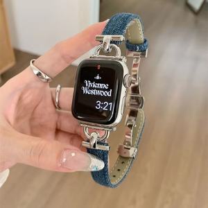 Bracelet en cuir de vachette Dermis avec boucle en D pour Apple <span class=keywords><strong>Watch</strong></span> Series 9 8 Bracelet de montre en cuir véritable pour <span class=keywords><strong>Galaxy</strong></span> <span class=keywords><strong>Watch</strong></span> - Product Image 5