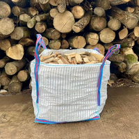 HOGOO Sac Big Bag en polypropylène tissé avec rabat supérieur, en maille tubulaire respirante, avec logo personnalisé, haute qualité, pour emballage de bois de chauffage