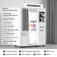 Cabina de Fotos con Adhesivos de Acero Inoxidable, Máquina Expendedora Todo en Uno de Autoservicio con Impresora y Pantalla Táctil