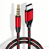 Câble audio stéréo de haute qualité 4 pôles 3,5 mm mâle vers Type C mâle plaqué or avec gaine en nylon tressé pour autoradio, en cuivre pur