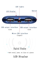 Offre Spéciale Portable Affichage Numérique 10000mah 20000mah Power Banks Chargeur Mobile Étanche avec Entrée Micro USB 10W Puissance de Sortie