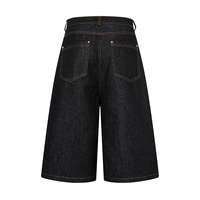 Pantalon court en jean tendance pour homme, coupe droite ample, style urbain unique, boutonné, longueur trois-quarts