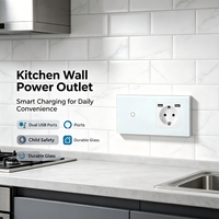 Interrupteur intelligent WiFi UBARO EU, double prise murale USB, panneau tactile en verre trempé, commande vocale Alexa Yandex Alice pour application IP20