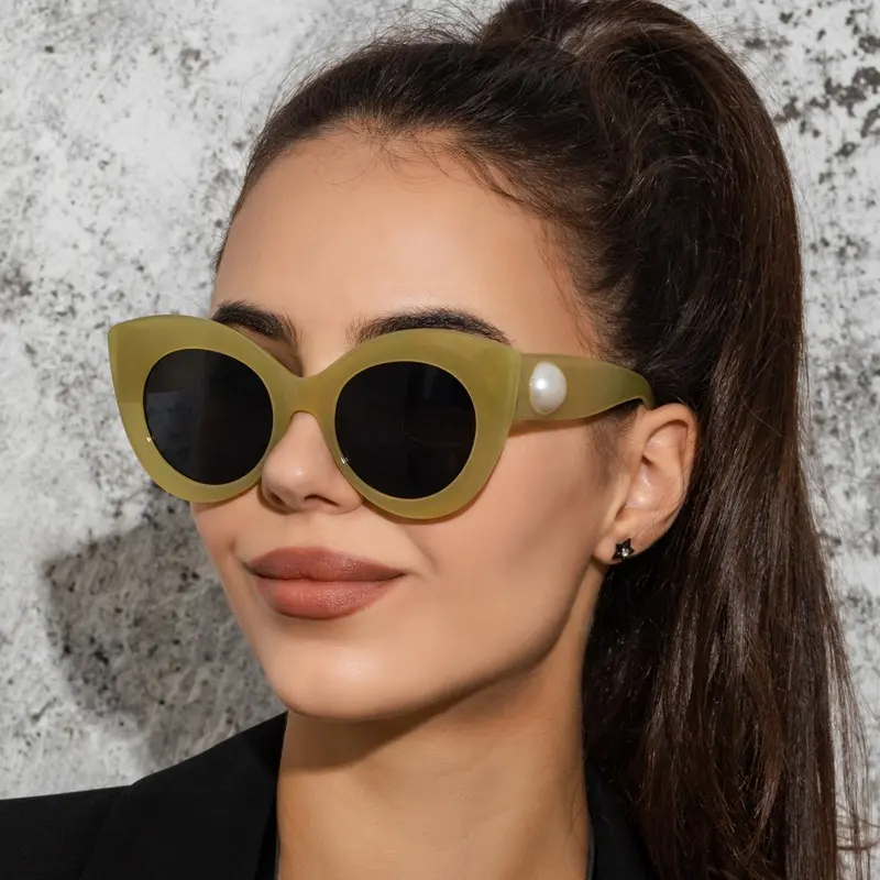 Quá Khổ Cat Eye Flat Top Sunglasses phụ nữ 2023 thiết kế thương hiệu Gradient Lens Sun Glasses Retro Vintage Shades Lady