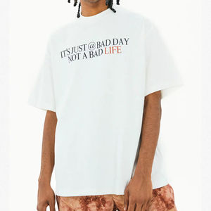 T-shirt pour homme en coton 100% lourd, à col rond surdimensionné, avec logo personnalisé imprimé en sérigraphie, couleur unie, poids lourd - Product Image 1