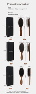 Cepillo de pelo de madera de lujo con logotipo personalizado con cepillo masajeador desenredante de pelo de cerdas de jabalí de mezcla de nailon de dientes anchos de Metal para mujer - Product Image 3