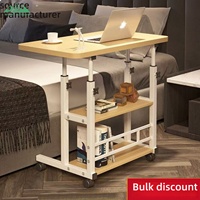 Mesa Plegable para Portátil Wayon con Altura Ajustable, Ruedas y Estante de Almacenamiento, Escritorio Portátil para Dormitorio u Oficina