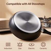Ensemble d'ustensiles de cuisine en aluminium à base d'induction Revêtement en céramique antiadhésif Poêle à frire forgée Casserole Marmites avec couvercle en verre