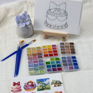 Set de Pintura de Acuarela Sólida de 72 Colores, 6 Cajas de 12 Colores con Pinceles y Delineador, Kit de Arte <span class=keywords><strong>para</strong></span> Principiantes y Estudiantes <span class=keywords><strong>para</strong></span> Pintura DIY - Product Image 5