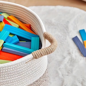 Woven Storage <b>Basket</b> Round Cotton Handmade Toys Organizer For Kids Room 3Pcs Set - Product Image 4