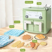 Juego de Juguetes de Cocina de Madera Realista con Sonido, Incluye Freidora de Aire y Horno Microondas de Juguete, para Juego de Roles Educativo para Niños