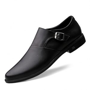 Chaussures en cuir de luxe haut de gamme pour hommes, style britannique, bout blanc, respirantes, antidérapantes, à lacets, pour le bureau et la carrière, pour jeunes - Product Image 3