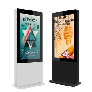 32-55 Inch Floor Standing Outdoor Kapasitif LCD Iklan Peralatan Display Digital Signage Interaktif Media Player Totem