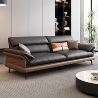 Ensemble de canapés sectionnels en cuir véritable en bois moderne, respirant, doux, modulable, meubles de bureau pour le bureau à domicile, le salon