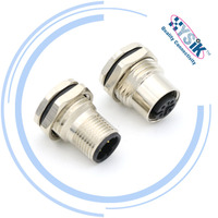 Conectores M12 de 4, 5 y 8 Pines, Ensamblaje de Conectores en Ángulo de 90 Grados/Rectos, PG7/PG9 para Conectores de Cable Impermeables