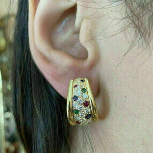 Pendientes de Oreja Geométricos Multicolores para Mujer, Estilo Étnico, Accesorios para el Día a Día - Product Image 3